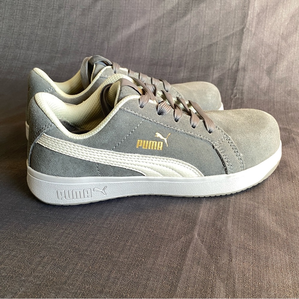 Women’s Gray and White Work Safety Sneakers Composite Toe